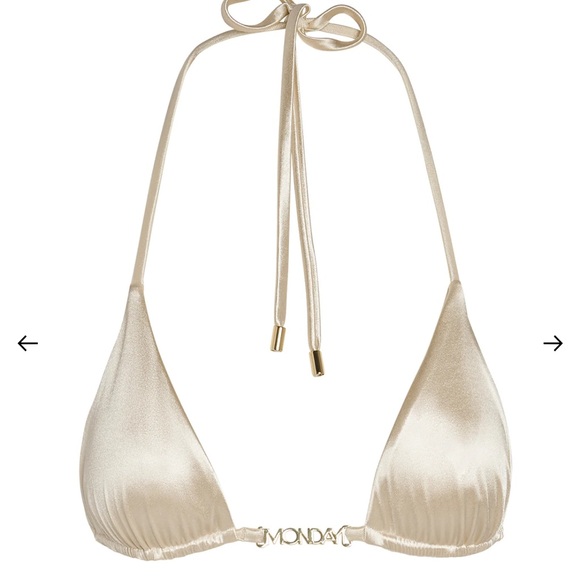 Monday Swimwear bikini set champagne color shiny size small - Picture 1 of 5